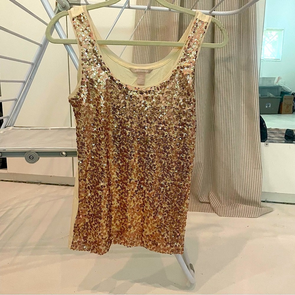 Sequin Sleeveless Top - Gold
